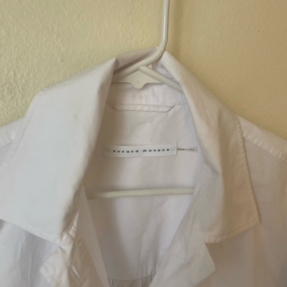 Susana Monaco Women’s Poplin Cotton Oversized Shirt White Button Down Size S - Picture 3 of 8